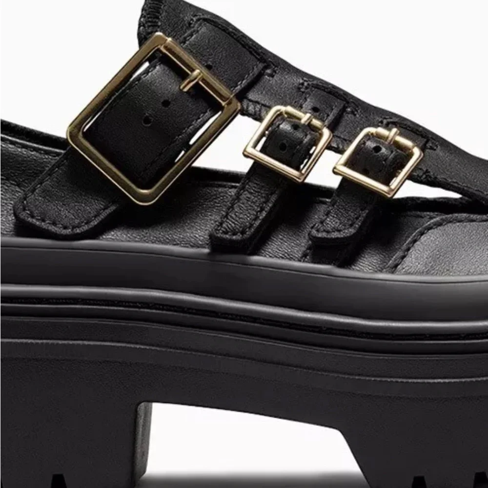 Converse Leather Platform Buckle Mary Jane Shoes